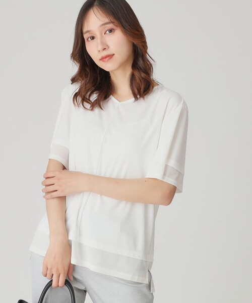 COUP DE CHANCE（クードシャンス）の「【手洗い可】リラクシージャージトップス（Tシャツ/カットソー・レディース・ネイビー/ホワイト/ナチュラル/ブラック/ネイビー系/ブラック系・38/34）」の10枚目の写真