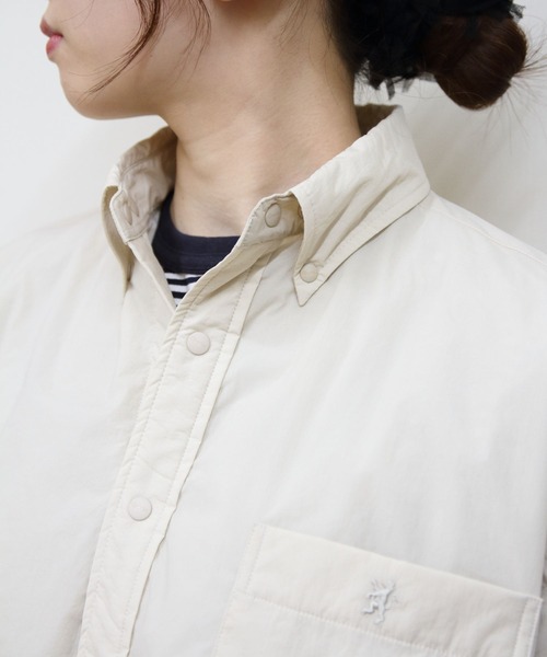 GYMPHLEX（ジムフレックス）の「Gymphlex/ジムフレックス　ボタンダウンフーデッドロングスリーブシャツ　B.D. HOODED LONG SLEEVE SHIRT　GY-B0412 DNT（その他アウター・レディース・チャコールグレー/クリーム・14）」の8枚目の写真