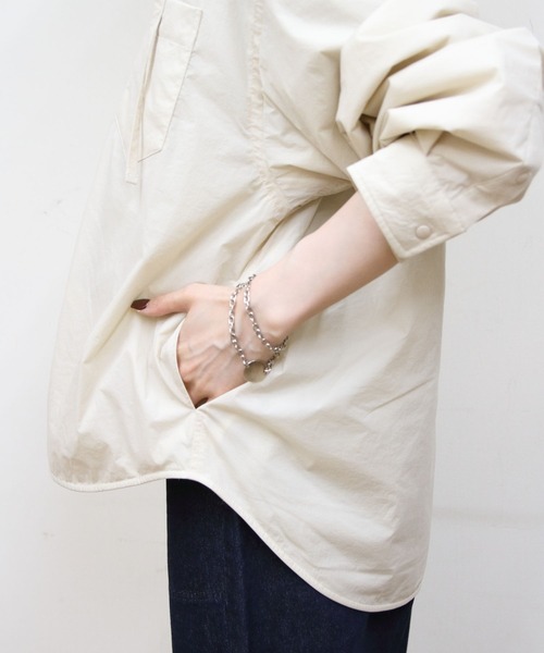 GYMPHLEX（ジムフレックス）の「Gymphlex/ジムフレックス　ボタンダウンフーデッドロングスリーブシャツ　B.D. HOODED LONG SLEEVE SHIRT　GY-B0412 DNT（その他アウター・レディース・チャコールグレー/クリーム・14）」の9枚目の写真