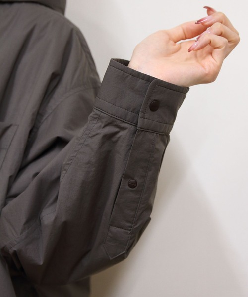 GYMPHLEX（ジムフレックス）の「Gymphlex/ジムフレックス　ボタンダウンフーデッドロングスリーブシャツ　B.D. HOODED LONG SLEEVE SHIRT　GY-B0412 DNT（その他アウター・レディース・チャコールグレー/クリーム・14）」の14枚目の写真