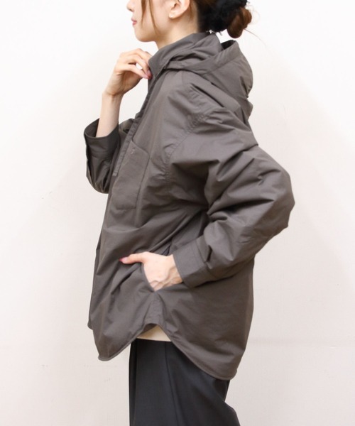 GYMPHLEX（ジムフレックス）の「Gymphlex/ジムフレックス　ボタンダウンフーデッドロングスリーブシャツ　B.D. HOODED LONG SLEEVE SHIRT　GY-B0412 DNT（その他アウター・レディース・チャコールグレー/クリーム・14）」の17枚目の写真