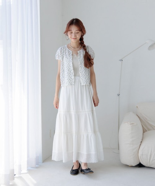 flower(フラワー)の「ブルームコットンスカート(スカート・レディース・ホワイト/ブラウン・FREE)」の10枚目の写真