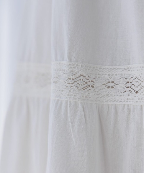 flower(フラワー)の「ブルームコットンスカート(スカート・レディース・ホワイト/ブラウン・FREE)」の12枚目の写真