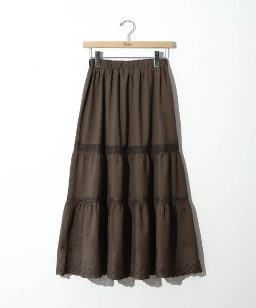 flower(フラワー)の「ブルームコットンスカート(スカート・レディース・ホワイト/ブラウン・FREE)」の19枚目の写真