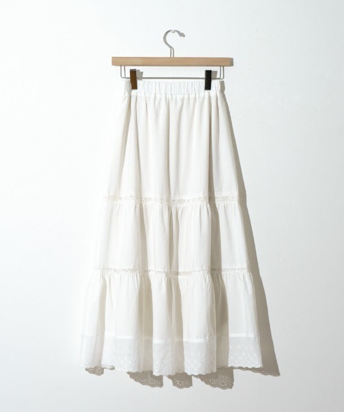 flower(フラワー)の「ブルームコットンスカート(スカート・レディース・ホワイト/ブラウン・FREE)」の22枚目の写真