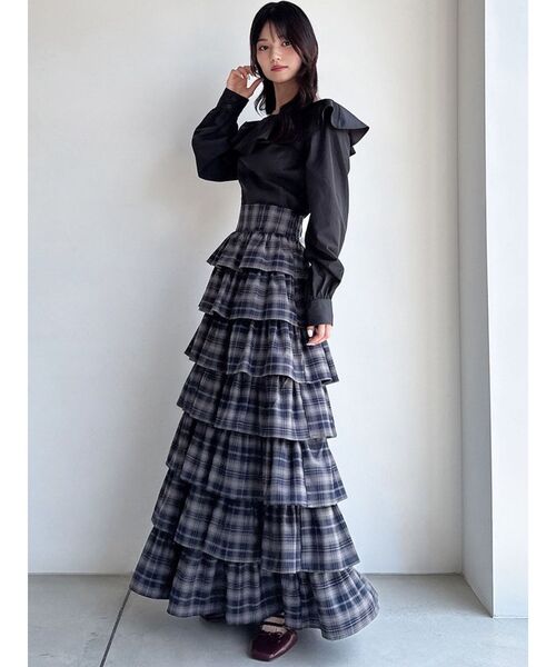 RESEXXY（リゼクシー）の「オーバーラップフリルスカート（スカート・レディース・イエロー/チャコールグレー/アイボリー・FREE）」の5枚目の写真