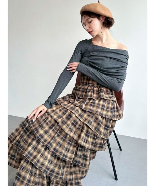 RESEXXY（リゼクシー）の「オーバーラップフリルスカート（スカート・レディース・イエロー/チャコールグレー/アイボリー・FREE）」の11枚目の写真