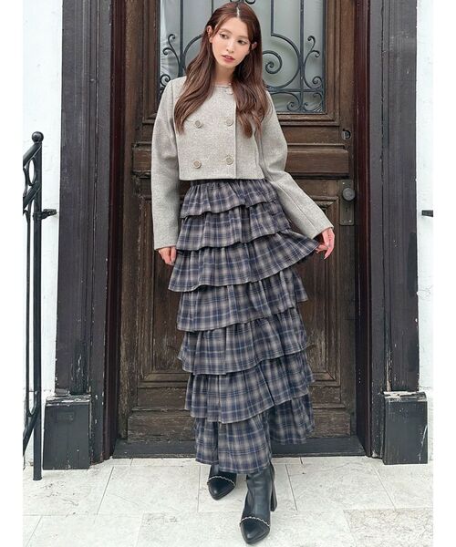 RESEXXY（リゼクシー）の「オーバーラップフリルスカート（スカート・レディース・イエロー/チャコールグレー/アイボリー・FREE）」の12枚目の写真