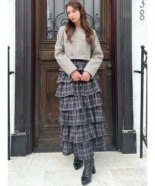 RESEXXY（リゼクシー）の「オーバーラップフリルスカート（スカート・レディース・イエロー/チャコールグレー/アイボリー・FREE）」の13枚目の写真