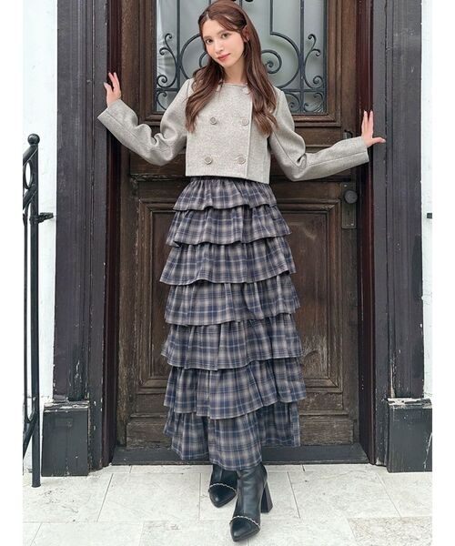 RESEXXY（リゼクシー）の「オーバーラップフリルスカート（スカート・レディース・イエロー/チャコールグレー/アイボリー・FREE）」の14枚目の写真