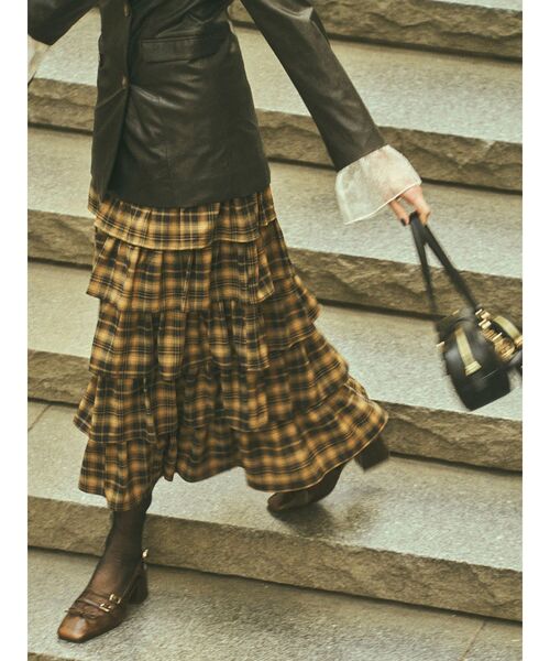 RESEXXY（リゼクシー）の「オーバーラップフリルスカート（スカート・レディース・イエロー/チャコールグレー/アイボリー・FREE）」の17枚目の写真