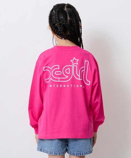 X-girl Stages(エックスガールステージス)の「ミルズロゴバックプリント長袖Tシャツ(Tシャツ/カットソー・キッズ・ホワイト/スモークピンク/ブラック・140cm/130cm/80cm/110cm/90cm/100cm/120cm)」の3枚目の写真