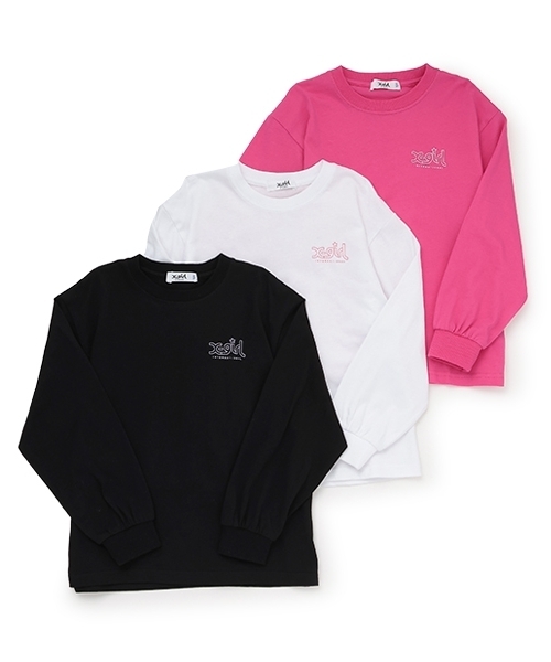 X-girl Stages(エックスガールステージス)の「ミルズロゴバックプリント長袖Tシャツ(Tシャツ/カットソー・キッズ・ホワイト/スモークピンク/ブラック・140cm/130cm/80cm/110cm/90cm/100cm/120cm)」の6枚目の写真