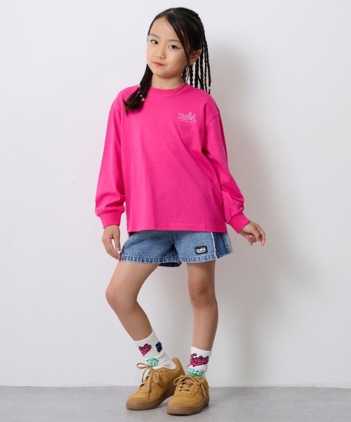 X-girl Stages(エックスガールステージス)の「ミルズロゴバックプリント長袖Tシャツ(Tシャツ/カットソー・キッズ・ホワイト/スモークピンク/ブラック・140cm/130cm/80cm/110cm/90cm/100cm/120cm)」の5枚目の写真