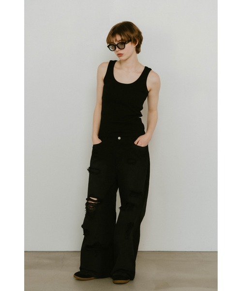 Knuth Marf（クヌースマーフ）の「Knuth Marf 2piece layered logo tank top（タンクトップ・レディース・オフホワイト/ブラック・FREE）」の17枚目の写真