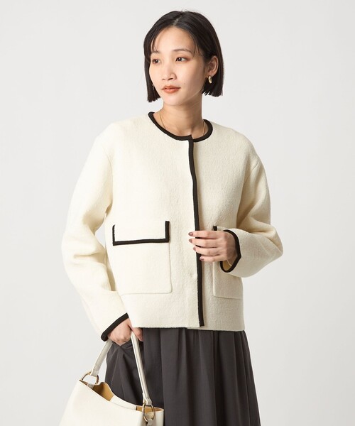 山内 ミルドウールニット・ノーカラーカーディガン 山内(ヤマウチ) / ミルドウールニット・ノーカラーカーディガン