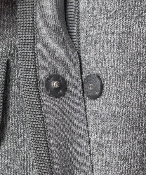 セール】パイピング ノーカラー ニット カーディガン -ウォッシャブル