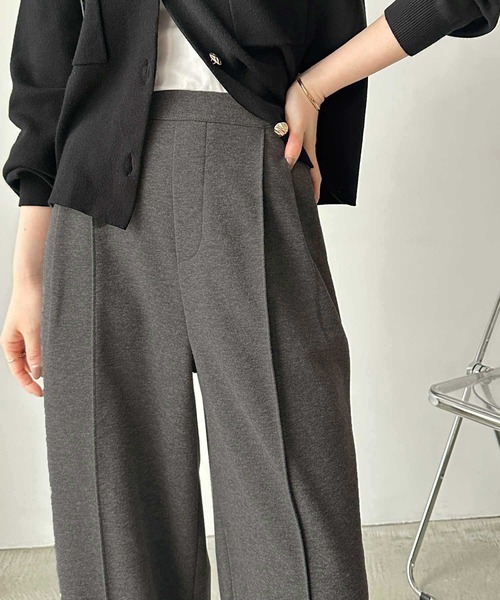 GeeRA（ジーラ）の「【S-XLサイズ展開】リラクシーな穿き心地！キレイ見えピンタックワイドパンツ（スウェットパンツ・レディース・チャコール/ブラック・SMALL/MEDIUM/LARGE/X-LARGE）」の14枚目の写真
