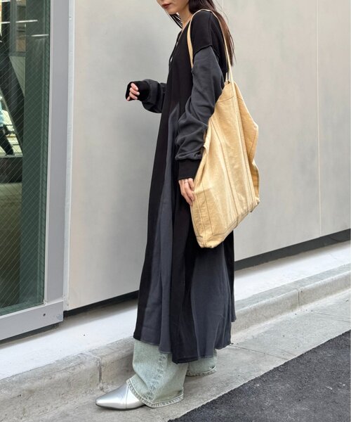 etsinta(エシンタ)の「etsintaリメイクワッフルワンピース(ワンピース・レディース・ブラック/グレー・ONE SIZE)」の5枚目の写真