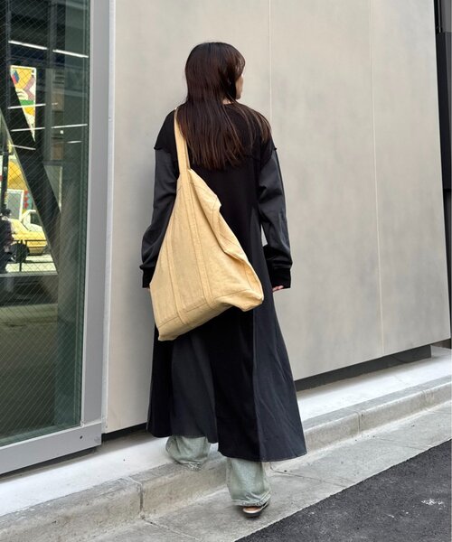 etsinta(エシンタ)の「etsintaリメイクワッフルワンピース(ワンピース・レディース・ブラック/グレー・ONE SIZE)」の7枚目の写真