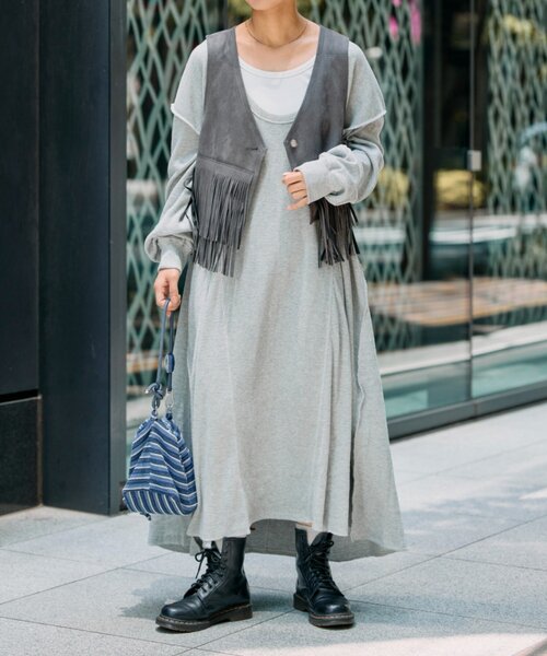 etsinta(エシンタ)の「etsintaリメイクワッフルワンピース(ワンピース・レディース・ブラック/グレー・ONE SIZE)」の17枚目の写真