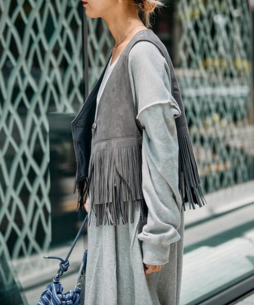 etsinta(エシンタ)の「etsintaリメイクワッフルワンピース(ワンピース・レディース・ブラック/グレー・ONE SIZE)」の22枚目の写真