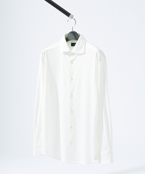 ABAHOUSE(アバハウス)の「【接触冷感】アイスピケ ストレッチ 長袖シャツ / FLEX SHIRTS(ビジネスシャツ・メンズ・サックスブルー/ホワイト/ネイビー/ブラック/ライトブルー/ダークネイビー・46/50/48/44)」の2枚目の写真