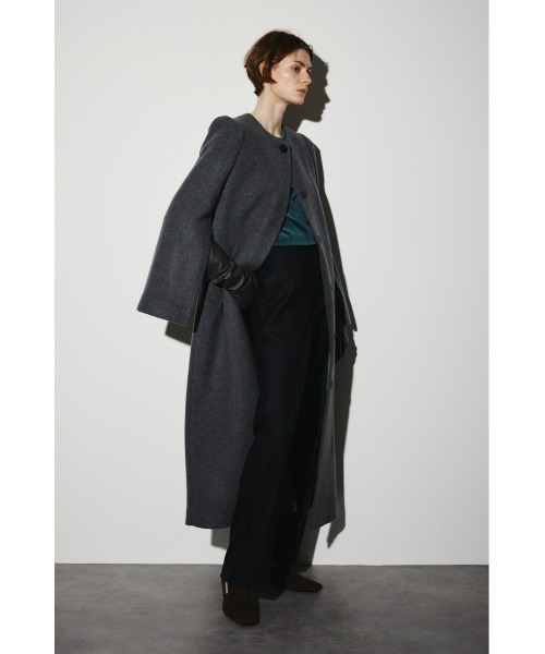 Collarless mode long CT カラーレスモードロングコート（ノーカラー