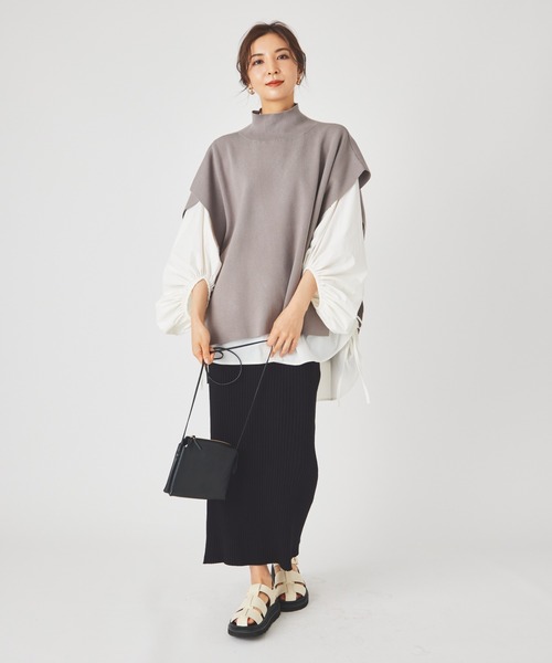 ever closet（エバークローゼット）の「ニットジレ（ベスト・レディース・グレー/ブラック・F）」の10枚目の写真