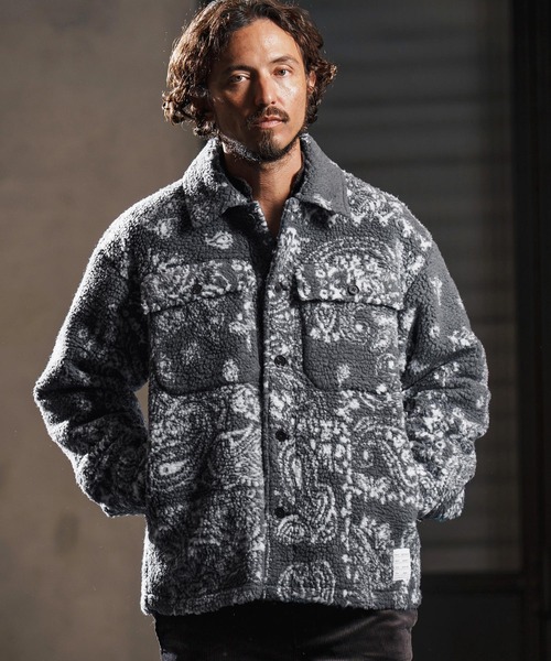wjk reluxe(ダブルジェーケーリラックス)の「mj10963-paisley pattern boa fleece CPO jacket ボアフリースジャケット(WR25W-19)(その他アウター・メンズ・グレー/ホワイト/ブラック・L/M/S)」の1枚目の写真
