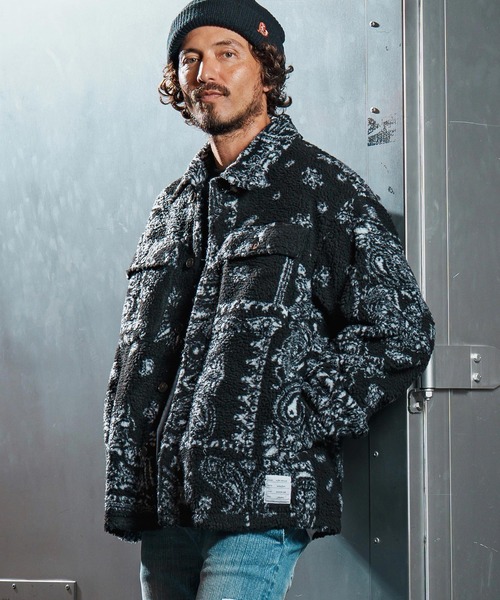wjk reluxe(ダブルジェーケーリラックス)の「mj10963-paisley pattern boa fleece CPO jacket ボアフリースジャケット(WR25W-19)(その他アウター・メンズ・グレー/ホワイト/ブラック・L/M/S)」の19枚目の写真