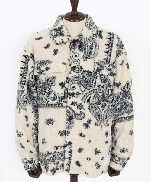 wjk reluxe(ダブルジェーケーリラックス)の「mj10963-paisley pattern boa fleece CPO jacket ボアフリースジャケット(WR25W-19)(その他アウター・メンズ・グレー/ホワイト/ブラック・L/M/S)」の6枚目の写真