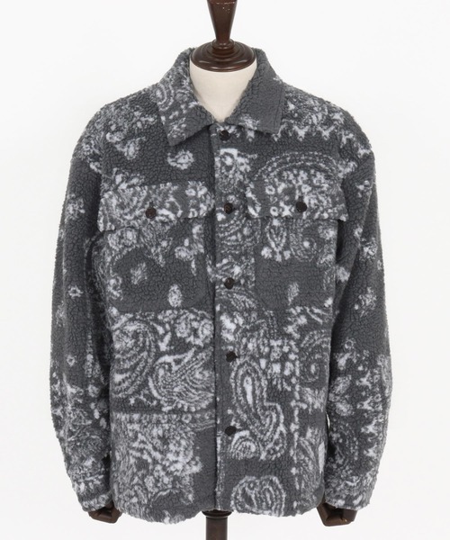 wjk reluxe(ダブルジェーケーリラックス)の「mj10963-paisley pattern boa fleece CPO jacket ボアフリースジャケット(WR25W-19)(その他アウター・メンズ・グレー/ホワイト/ブラック・L/M/S)」の8枚目の写真