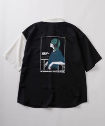 【70】 接触冷感 ナチュラルストレッチ ルーズサイズ バックプリントシャツ