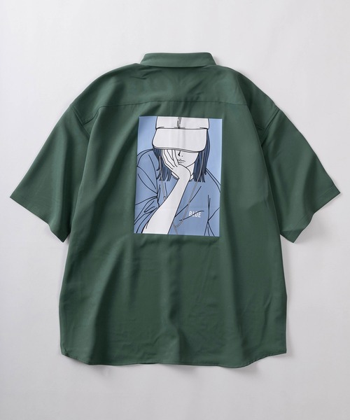 SlashDate(スラッシュデイト)の「【70】 接触冷感 ナチュラルストレッチ ルーズサイズ バックプリントシャツ(シャツ/ブラウス・メンズ・ホワイト系その他3/ベージュ系その他/ブラック/ホワイト系その他/ホワイト/ブルー系その他/ミント/ベージュ/ホワイト系その他2・M/L)」の8枚目の写真