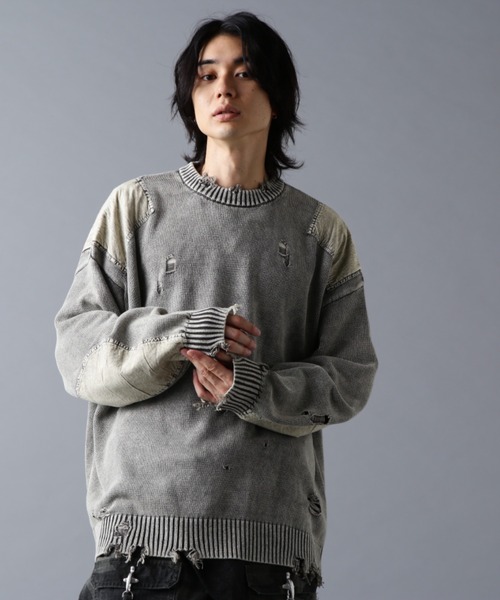 DANKE SCHON（ダンケシェーン）の「DankeSchon/ダンケシェーン/MILS KNIT CREWNECK（ニット/セーター・メンズ・ベージュ/ブラック・M/L）」の2枚目の写真