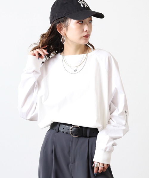 Arinomama(アリノママ)の「ラグラン切替オーバーT(Tシャツ/カットソー・レディース・ブラック/ワインレッド/オフホワイト/カーキ・FREE)」の10枚目の写真