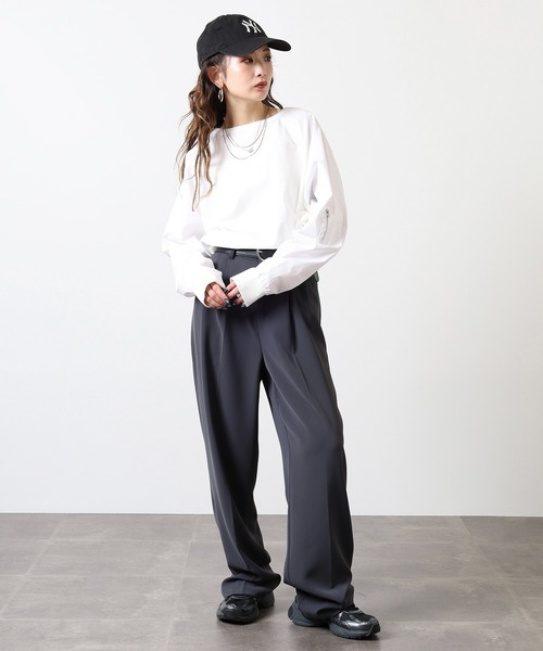 Arinomama(アリノママ)の「ラグラン切替オーバーT(Tシャツ/カットソー・レディース・ブラック/ワインレッド/オフホワイト/カーキ・FREE)」の11枚目の写真