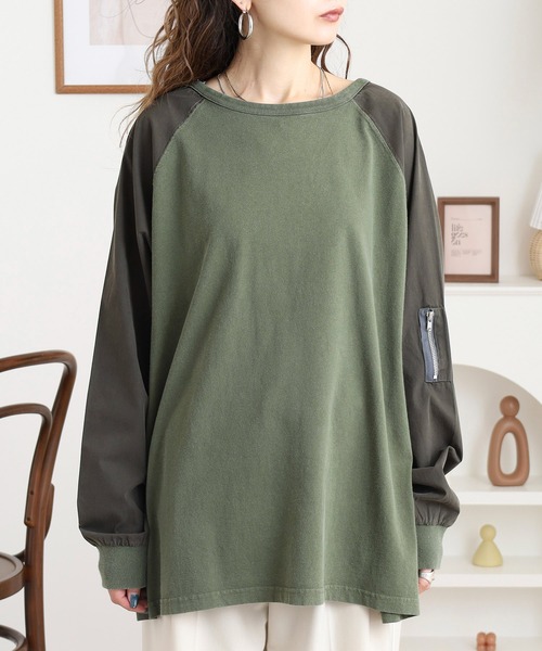 Arinomama(アリノママ)の「ラグラン切替オーバーT(Tシャツ/カットソー・レディース・ブラック/ワインレッド/オフホワイト/カーキ・FREE)」の19枚目の写真
