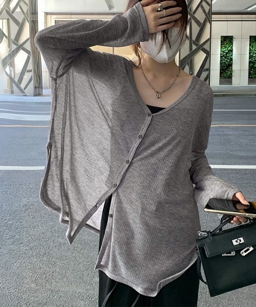 Miniministore(ミニミニストア)の「サマーカーディガンレディース夏服 羽織り(カーディガン/ボレロ・レディース・グレー/ブラック・M/L)」の4枚目の写真