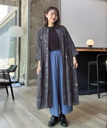 SUPER HAKKA（スーパーハッカ）の「先染めチェックメニーランプ刺繍シャツワンピース（前開き）（シャツワンピース）」