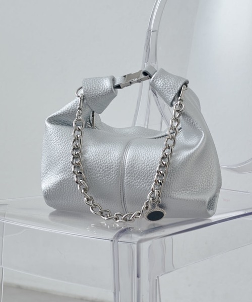 Lui's(ルイス)の「【500mlペットボトル収納可】3WAYレザーハンドルミニバッグ(トートバッグ・レディース・ブラック/アイボリー/シルバー/ボルドー/グレー・FREE)」の6枚目の写真