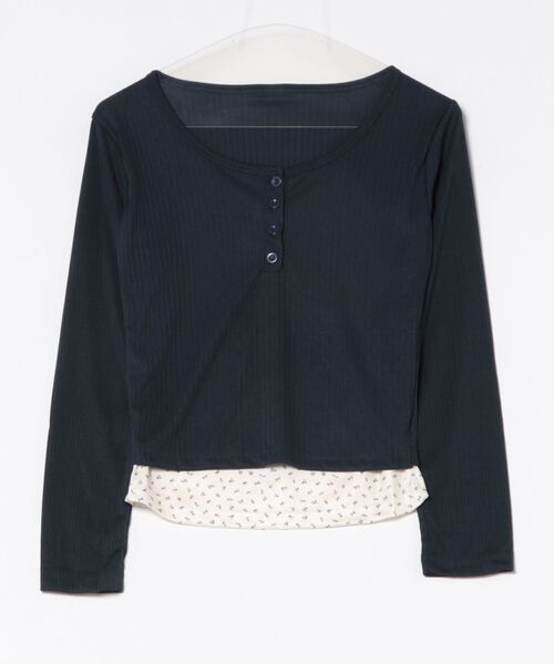 WESTSEA(ウエストシー)の「フェイクレイヤード 長袖 リブトップス 小花柄レースインナー(Tシャツ/カットソー・レディース・ネイビー/オフホワイト/ピンク・L/M)」の20枚目の写真