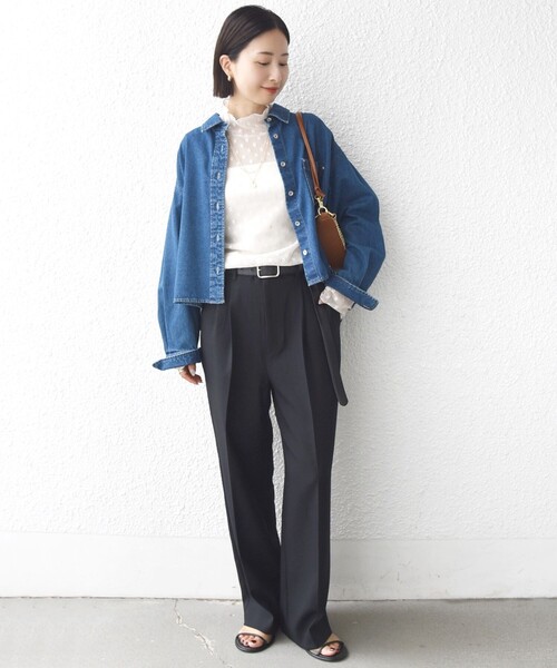SHIPS(シップス)の「〈手洗い可能〉フラワー チュール ハイネック プルオーバー(Tシャツ/カットソー・レディース・ナチュラル/ブラック/オフホワイト・ONE SIZE)」の15枚目の写真