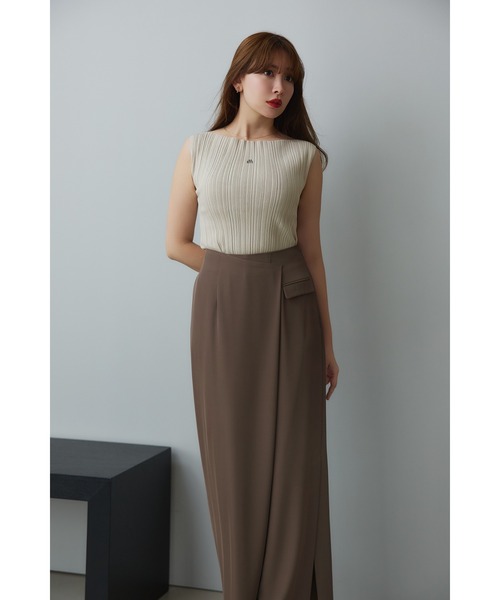 トップス herlipto Ribbed Boat-Neck Knit Top Ribbed Boat-Neck Knit Top