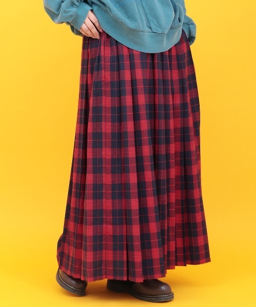 チチカカ（チチカカ）の「Orale! チェックプリーツロングスカート（スカート・レディース・ブラック/グリーン/レッド・FREE）」の3枚目の写真