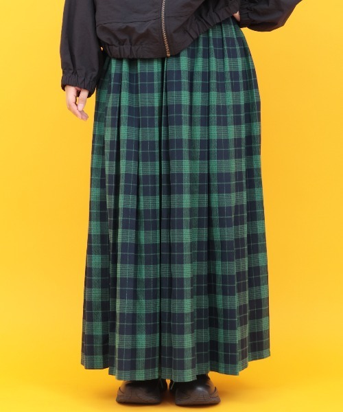 チチカカ（チチカカ）の「Orale! チェックプリーツロングスカート（スカート・レディース・ブラック/グリーン/レッド・FREE）」の2枚目の写真