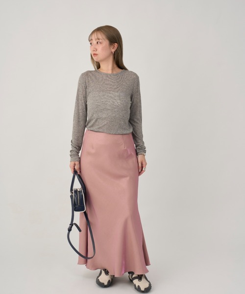 emmi（エミ）の「シャイニーサテンナロースカート（スカート・レディース・ネイビー/ピンク/アイボリー・0/1）」の21枚目の写真