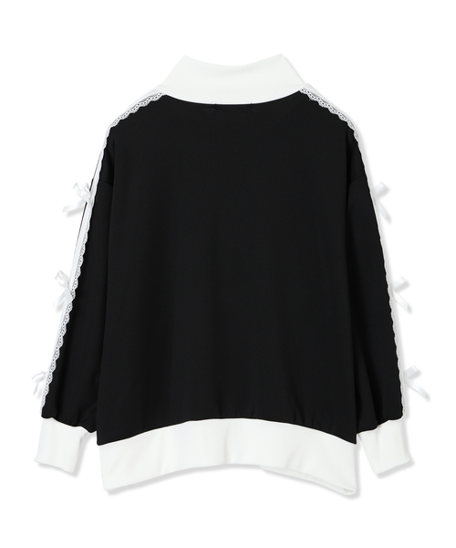 袖リボンライン ジップアップブルゾン/トラックジャケット