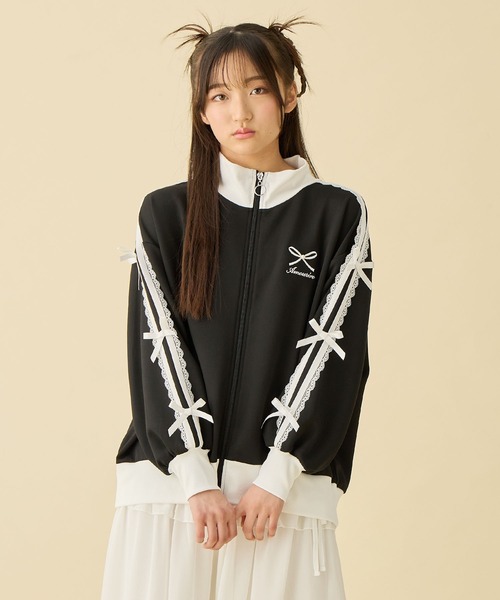 袖リボンライン ジップアップブルゾン/トラックジャケット（ジャージ